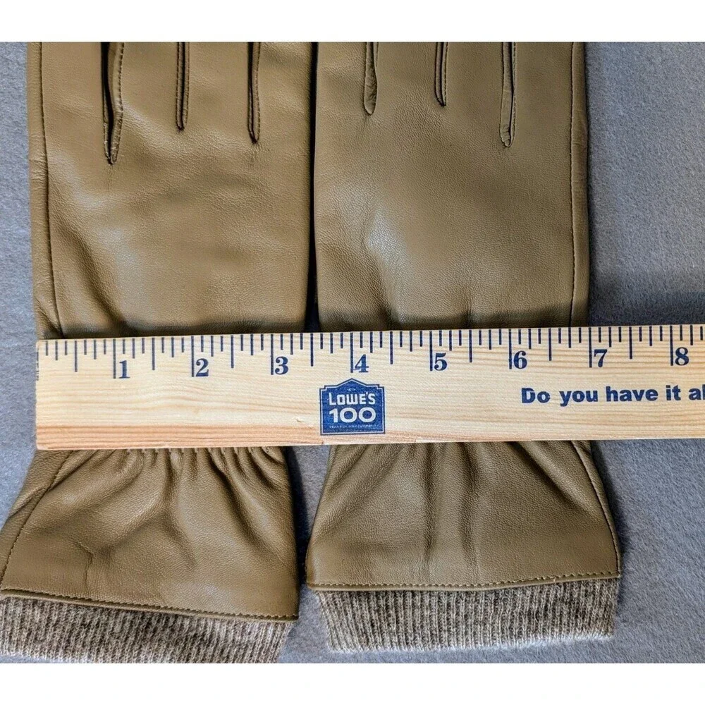 Womens Sheepskin Leather Driving Gloves Cashmere Lined Tan Size M Soft Luxury